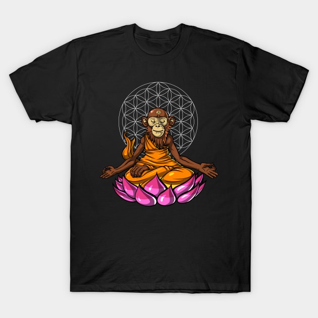 Monkey Zen Buddha Meditation T-Shirt by underheaven